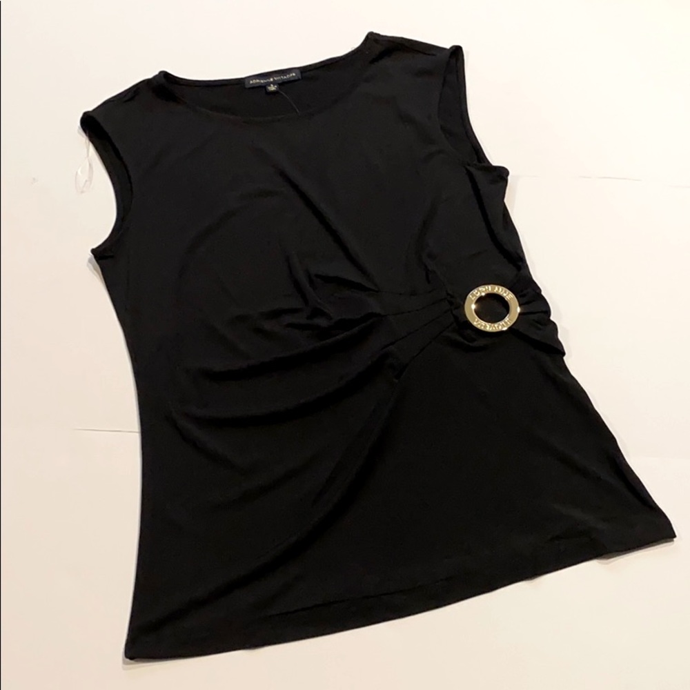 Adrienne Vittadini Small Black Sleeveless Blouse Top New